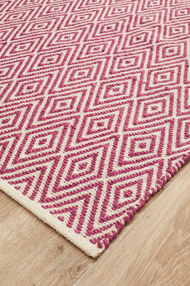 Cotton and Jute Flatweave Pink Rug