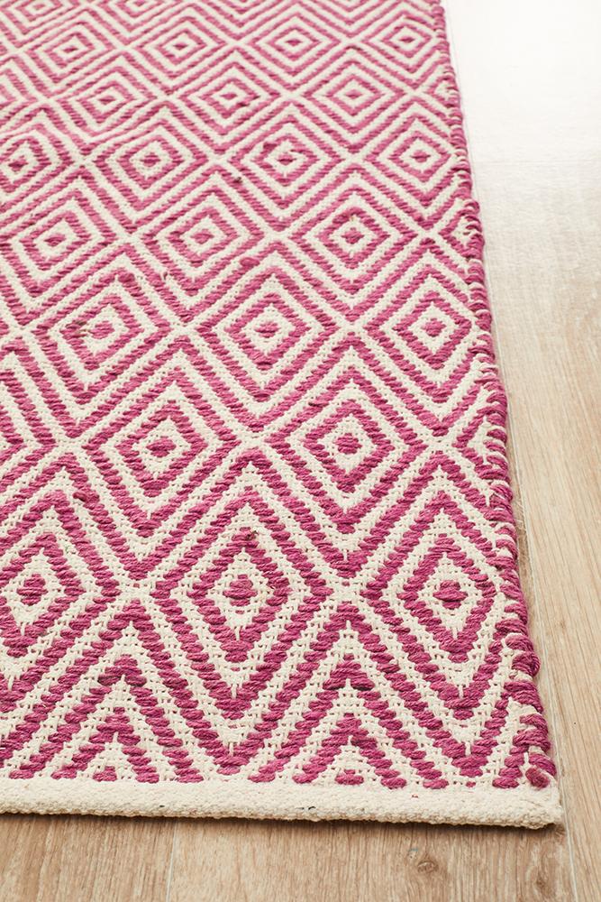 Cotton and Jute Flatweave Pink Rug