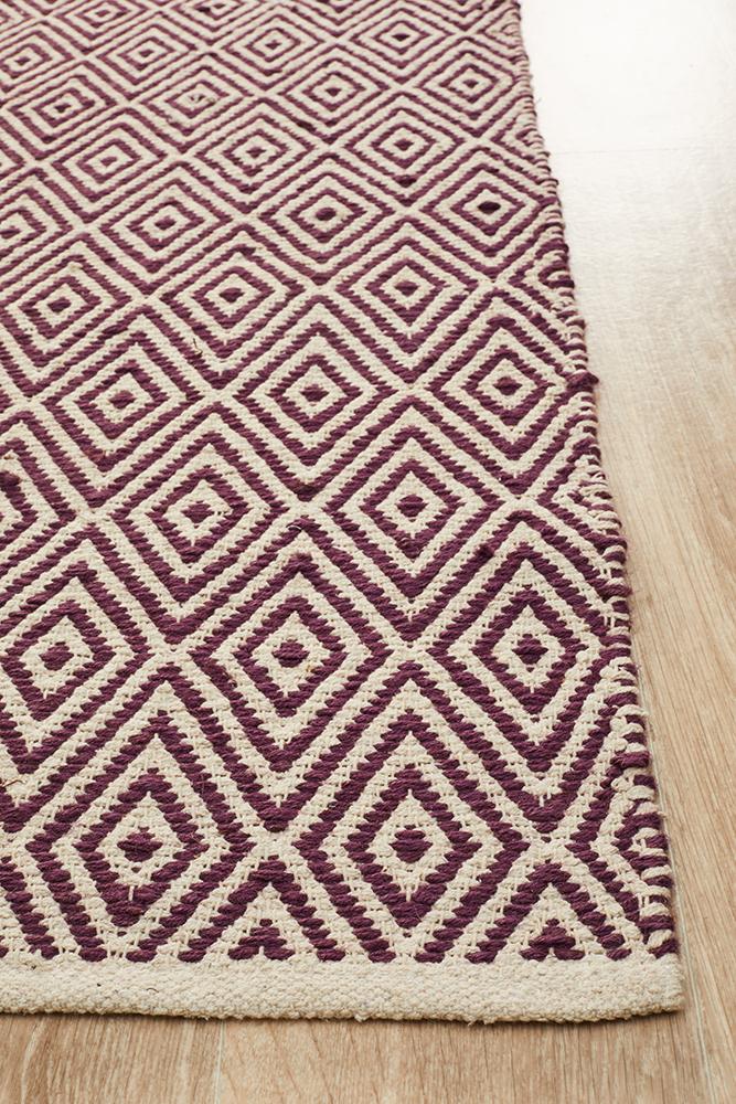 Cotton and Jute Flatweave Purple Rug