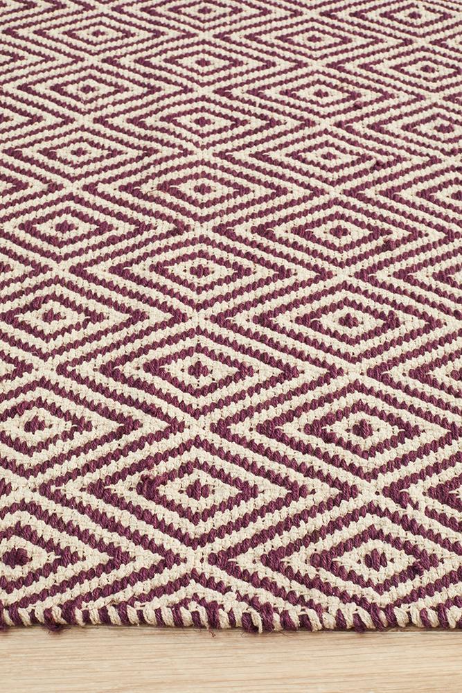 Cotton and Jute Flatweave Purple Rug