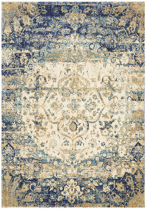 Venice Stunning Designer Abrash Transitional Rug Ivory Blue - Lost Design Society