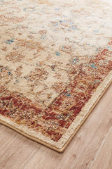 Tuskany Stunning Designer Abrash Transitional Rug Ivory Rust