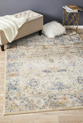Sanremo Stunning Designer Abrash Transitional Rug Ivory Blue - Lost Design Society