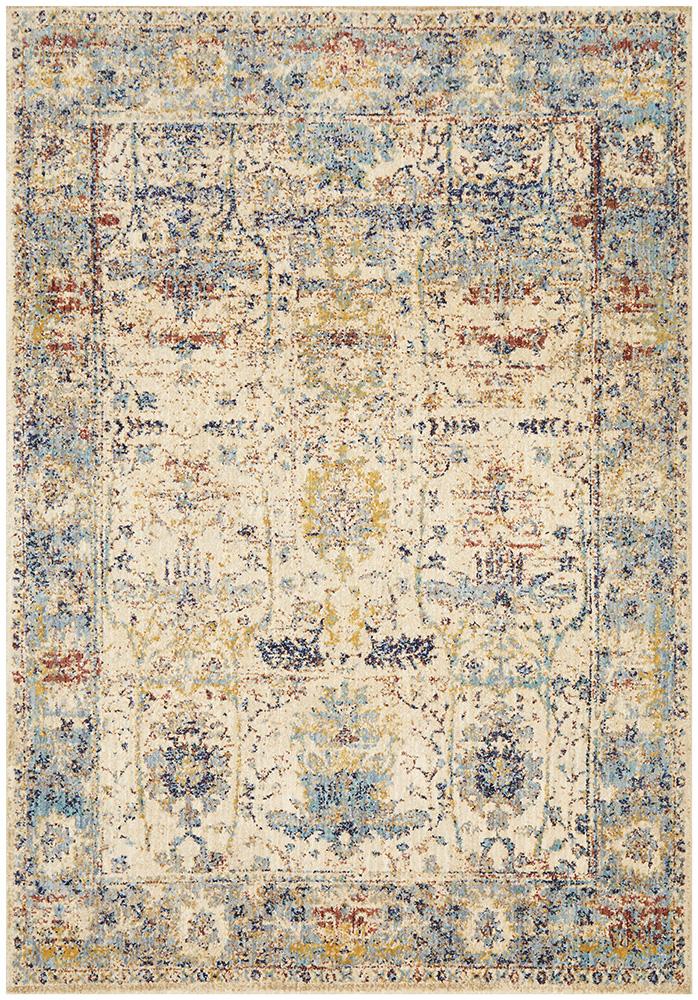 Sanremo Stunning Designer Abrash Transitional Rug Ivory Blue