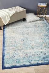 Wind Stunning Designer Abrash Transitional Rug Blue