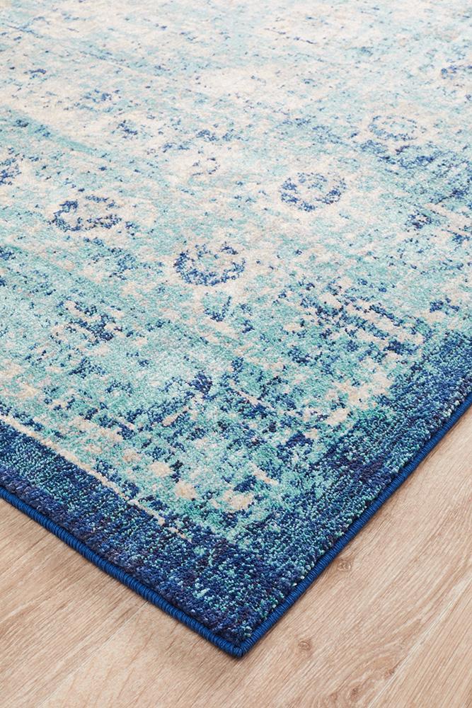 Wind Stunning Designer Abrash Transitional Rug Blue