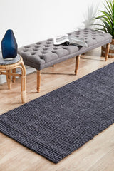 Chunky Natural Jute Barker Navy Rug