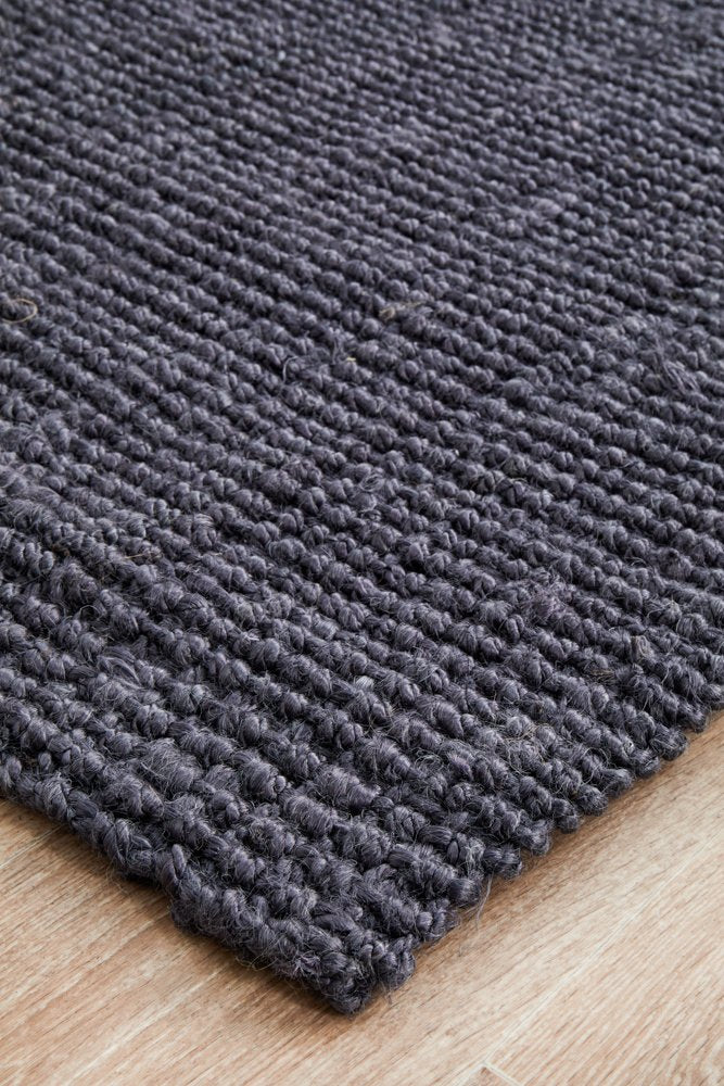 Chunky Natural Jute Barker Navy Rug