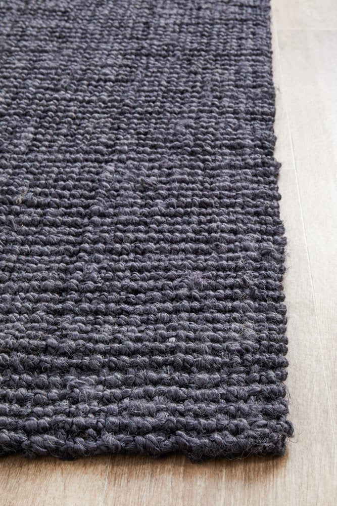 Chunky Natural Jute Barker Navy Rug