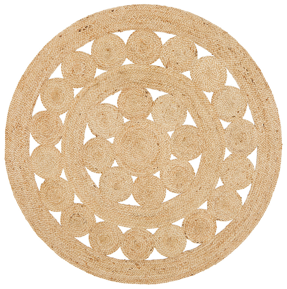 Natural Daisy Round Jute Rug