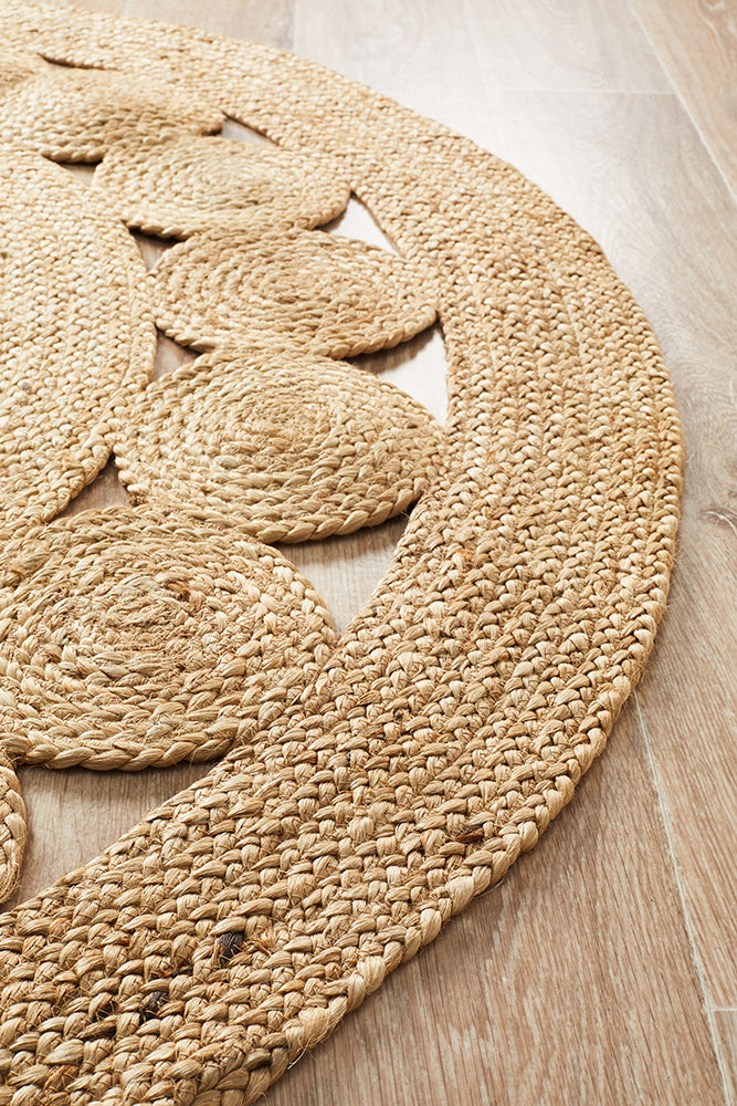 Natural Daisy Round Jute Rug