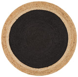 Round Jute Natural Rug Black