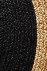 Round Jute Natural Rug Black