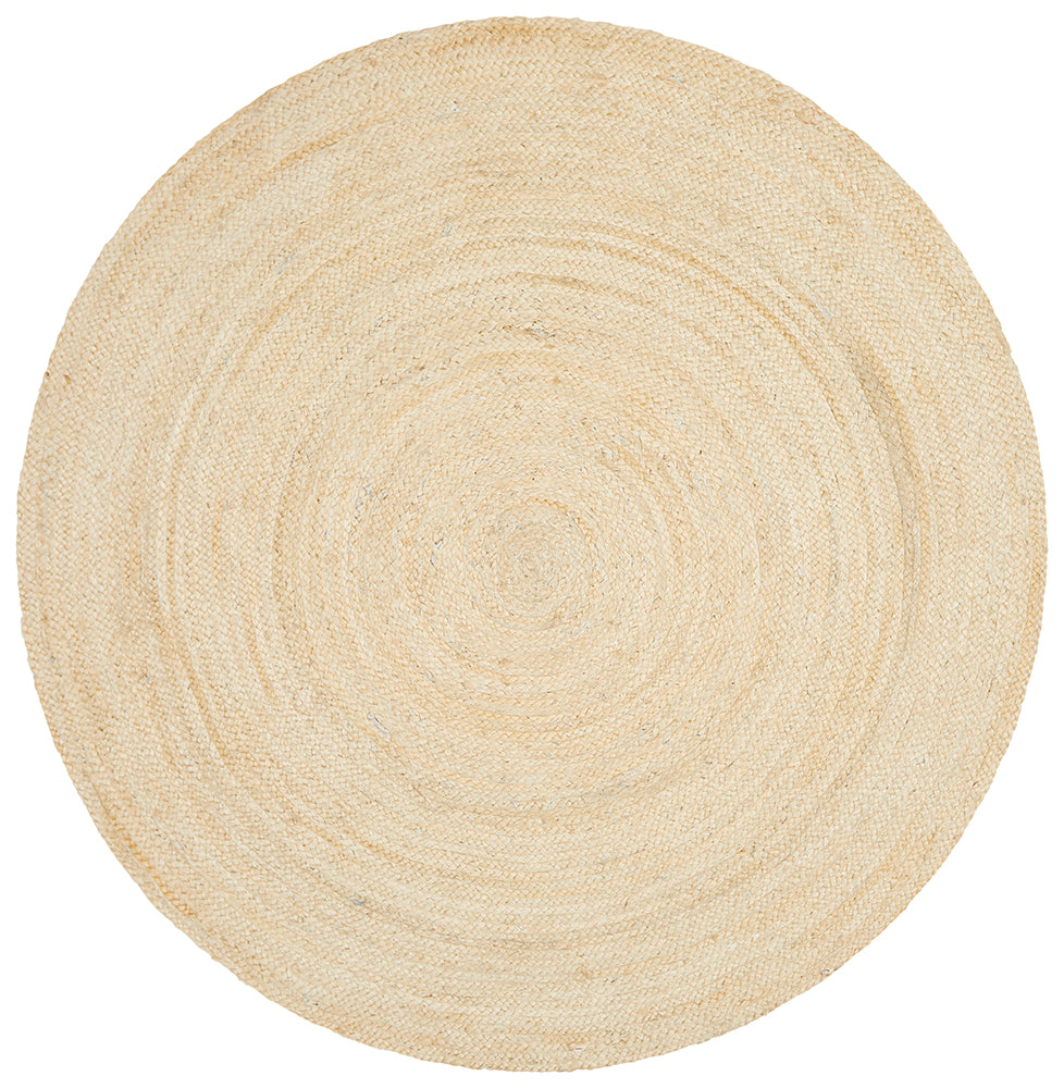 Round Jute Natural Rug Bleached