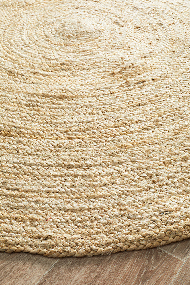 Round Jute Natural Rug Bleached