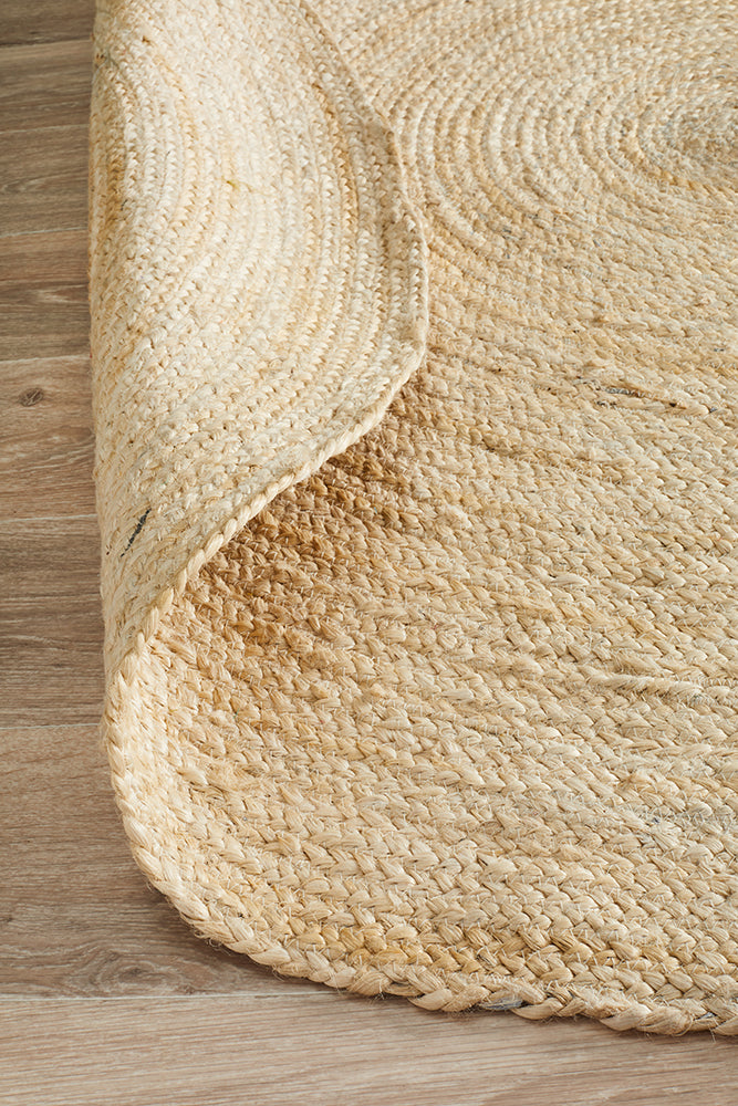 Round Jute Natural Rug Bleached