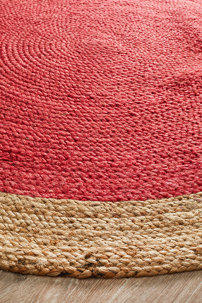 Round Jute Natural Rug Cherry