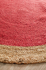 Round Jute Natural Rug Cherry