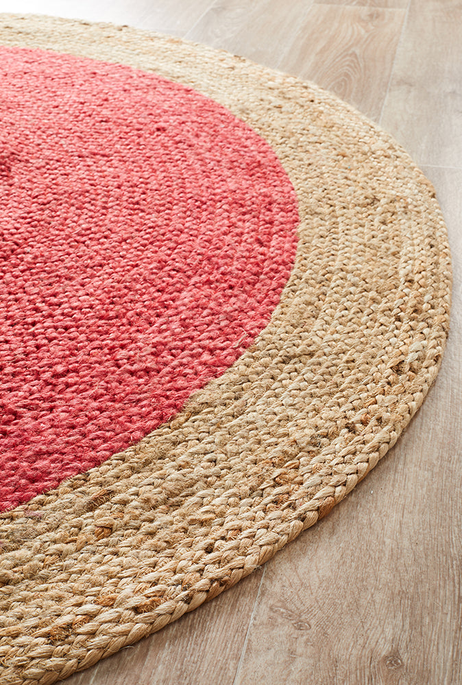 Round Jute Natural Rug Cherry