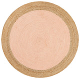 Round Jute Natural Rug Pink