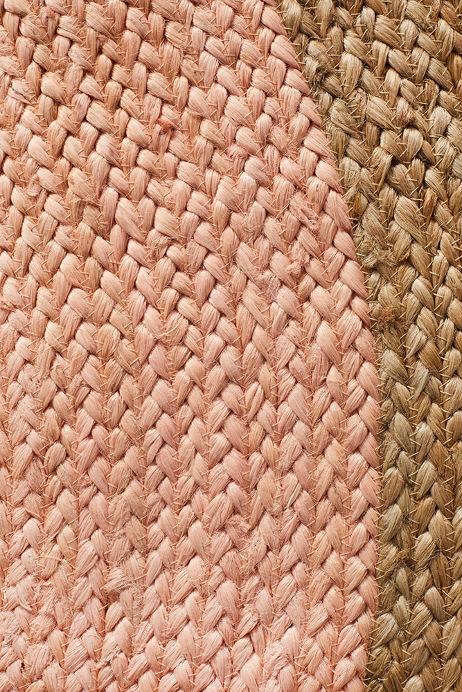 Round Jute Natural Rug Pink