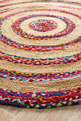 Round Cotton and Jute Rug