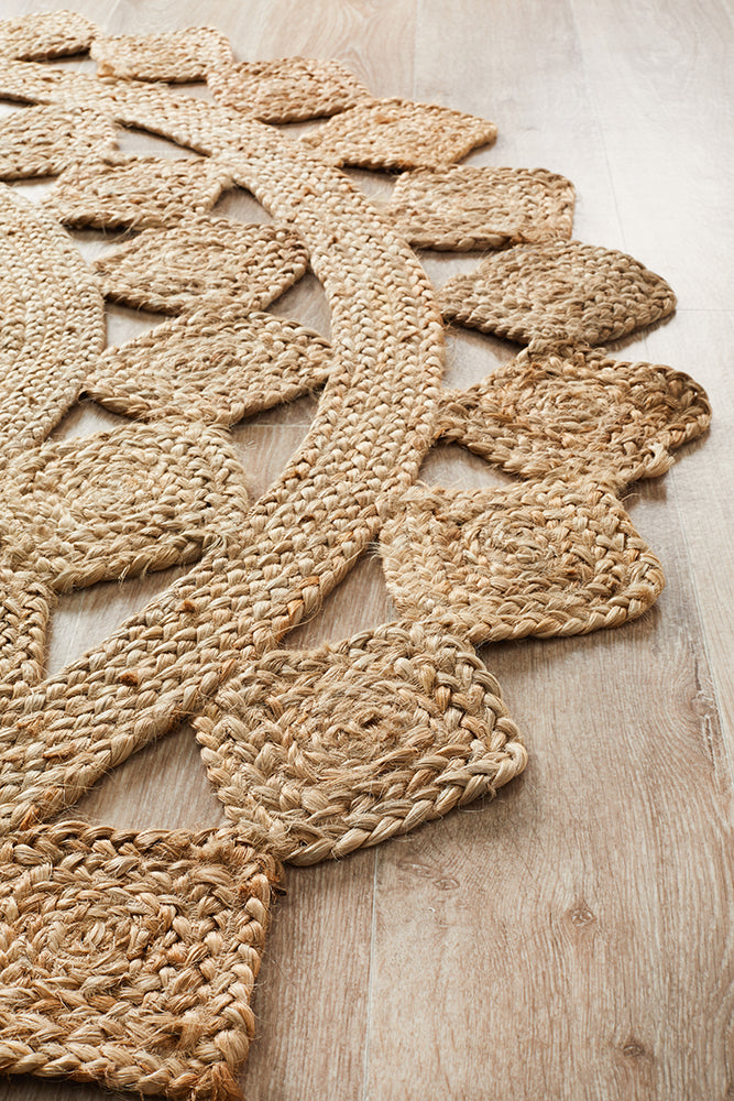 Round Jute Natural Tessellate Rug