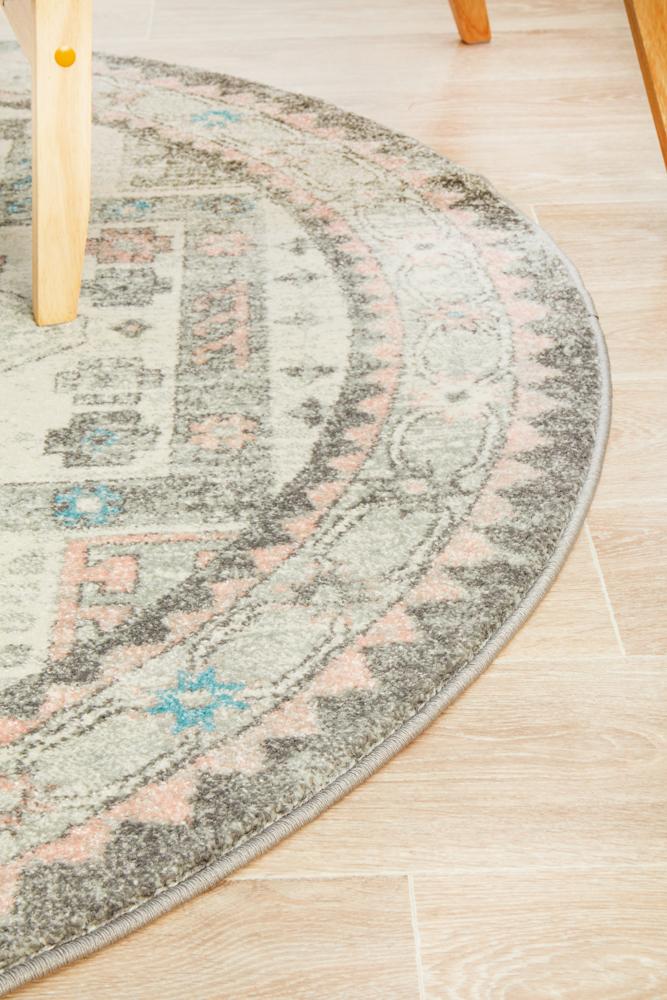 Boulevard Silver Round Transitional Rug