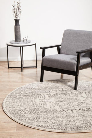 Aztec Silver Transitional Round Rug – Lost Design Society
