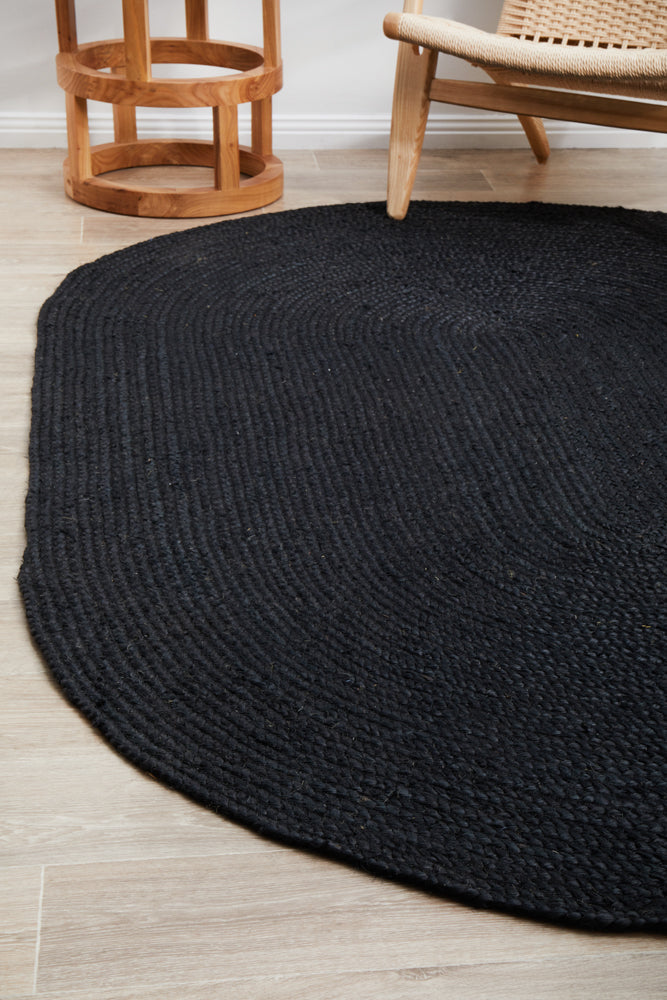 Kirra Black Oval Jute Rug