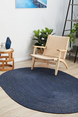 Kirra Navy Oval Jute Rug