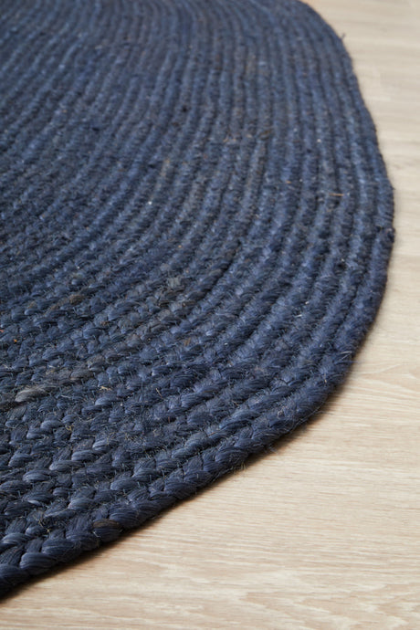 Kirra Navy Oval Jute Rug