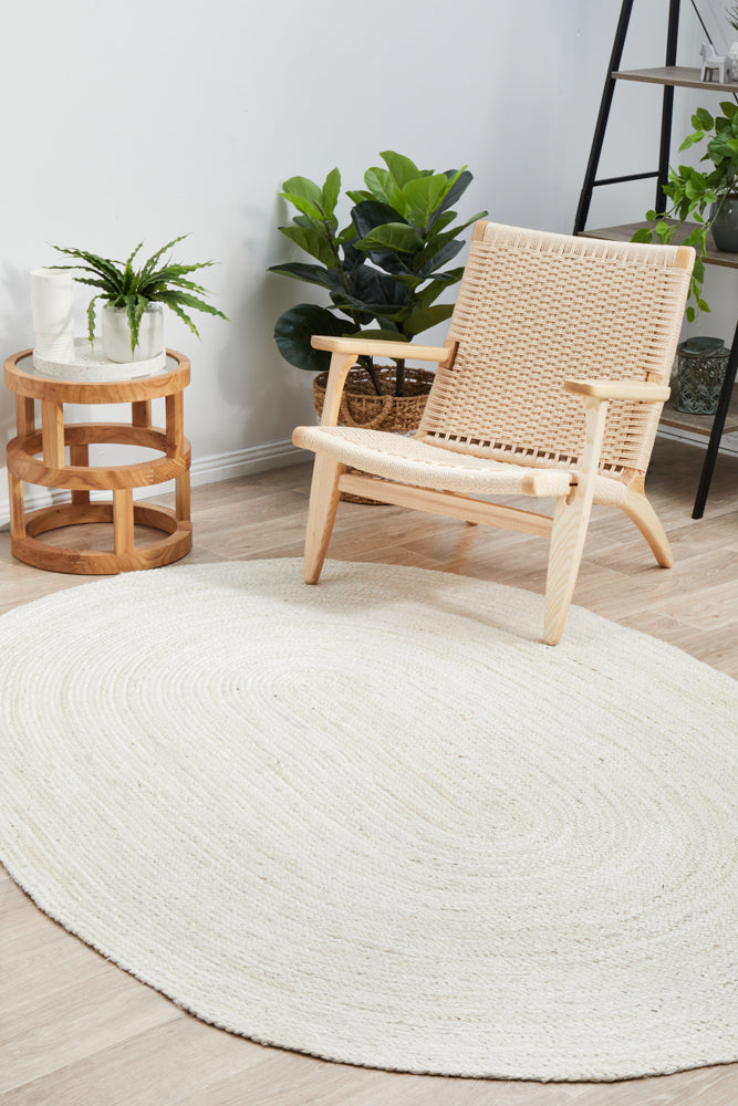 Kirra White Oval Jute Rug