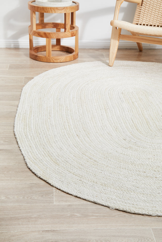 Kirra White Oval Jute Rug