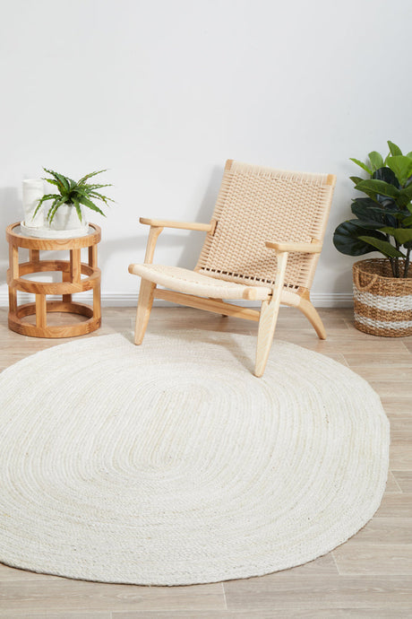 Kirra White Oval Jute Rug