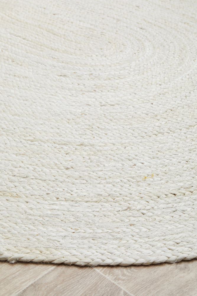 Kirra White Oval Jute Rug