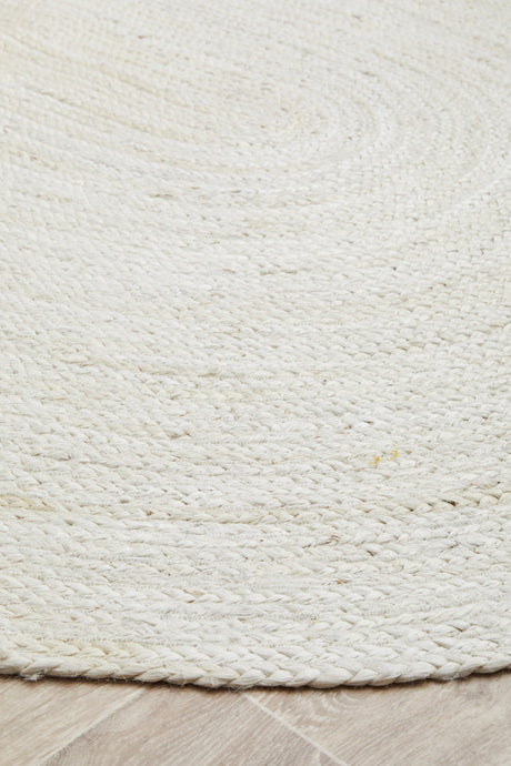 Kirra White Oval Jute Rug