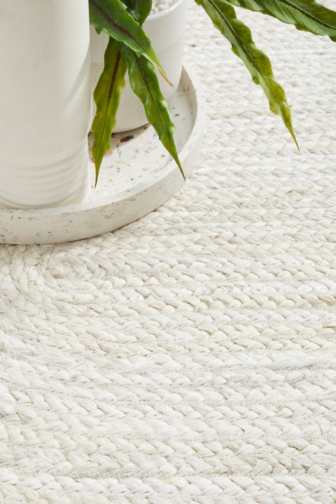 Kirra White Oval Jute Rug