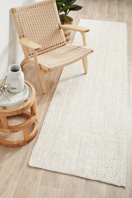 Kirra White Jute Runner Rug