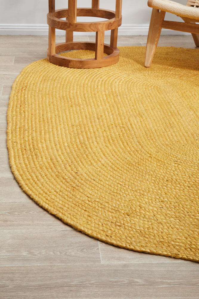 Kirra Yellow Oval Jute Rug