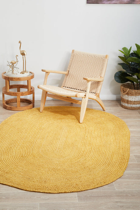 Kirra Yellow Oval Jute Rug