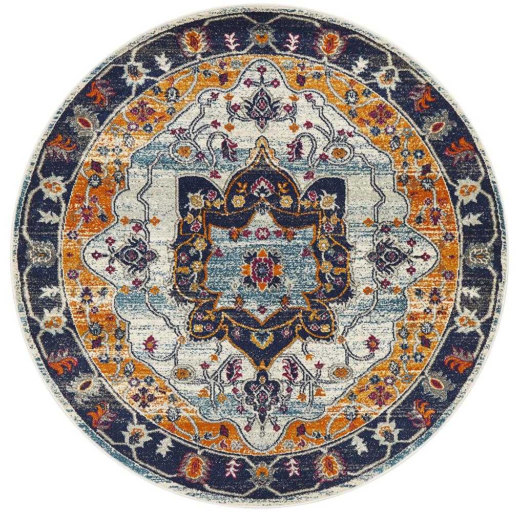 Tigris Basrah Rust Round Bohemian Transitional Rug