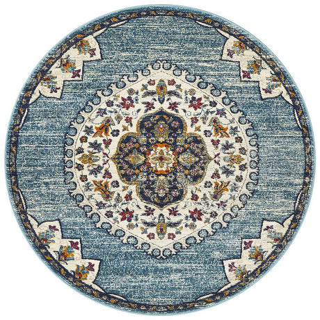 Tigris Zubayr Blue Round Bohemian Transitional Rug