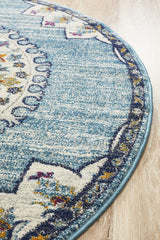 Tigris Zubayr Blue Round Bohemian Transitional Rug