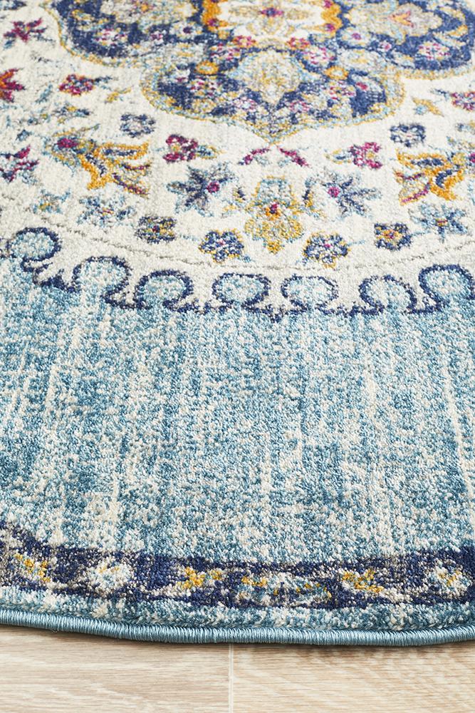 Tigris Zubayr Blue Round Bohemian Transitional Rug