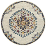 Tigris Zubayr White Round Bohemian Transitional Rug