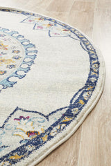 Tigris Zubayr White Round Bohemian Transitional Rug