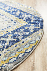 Tigris Abadan Navy Round Bohemian Transitional Rug