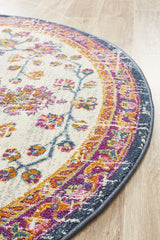 Tigris White Round Bohemian Transitional Rug