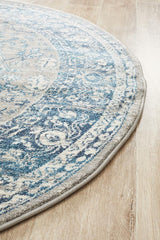 Tigris Shafi Blue Round Bohemian Transitional Rug